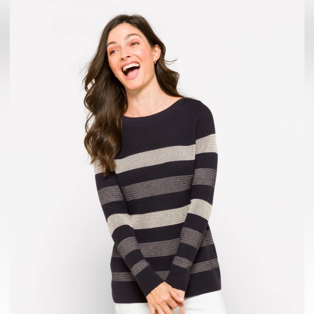 Market & Spruce Navy Waffle Sweater